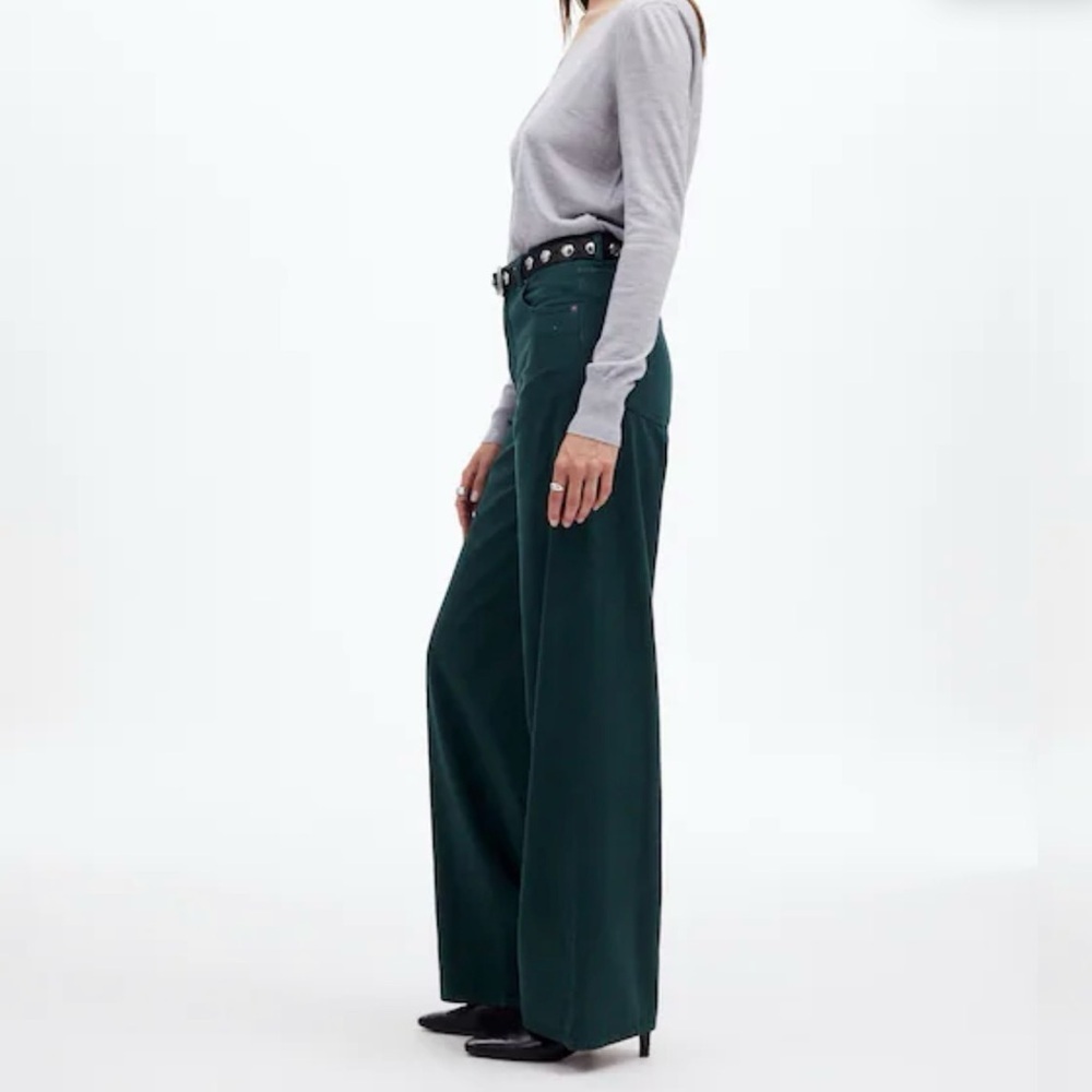 Madewell Superwide Leg Forest Green High Rise Jeans 23 - Picture 2 of 10